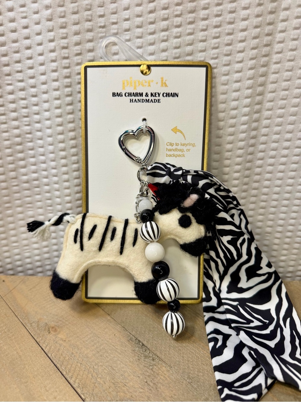 piper•k Handmade Zebra Plush Bag Chain/Key Chain
